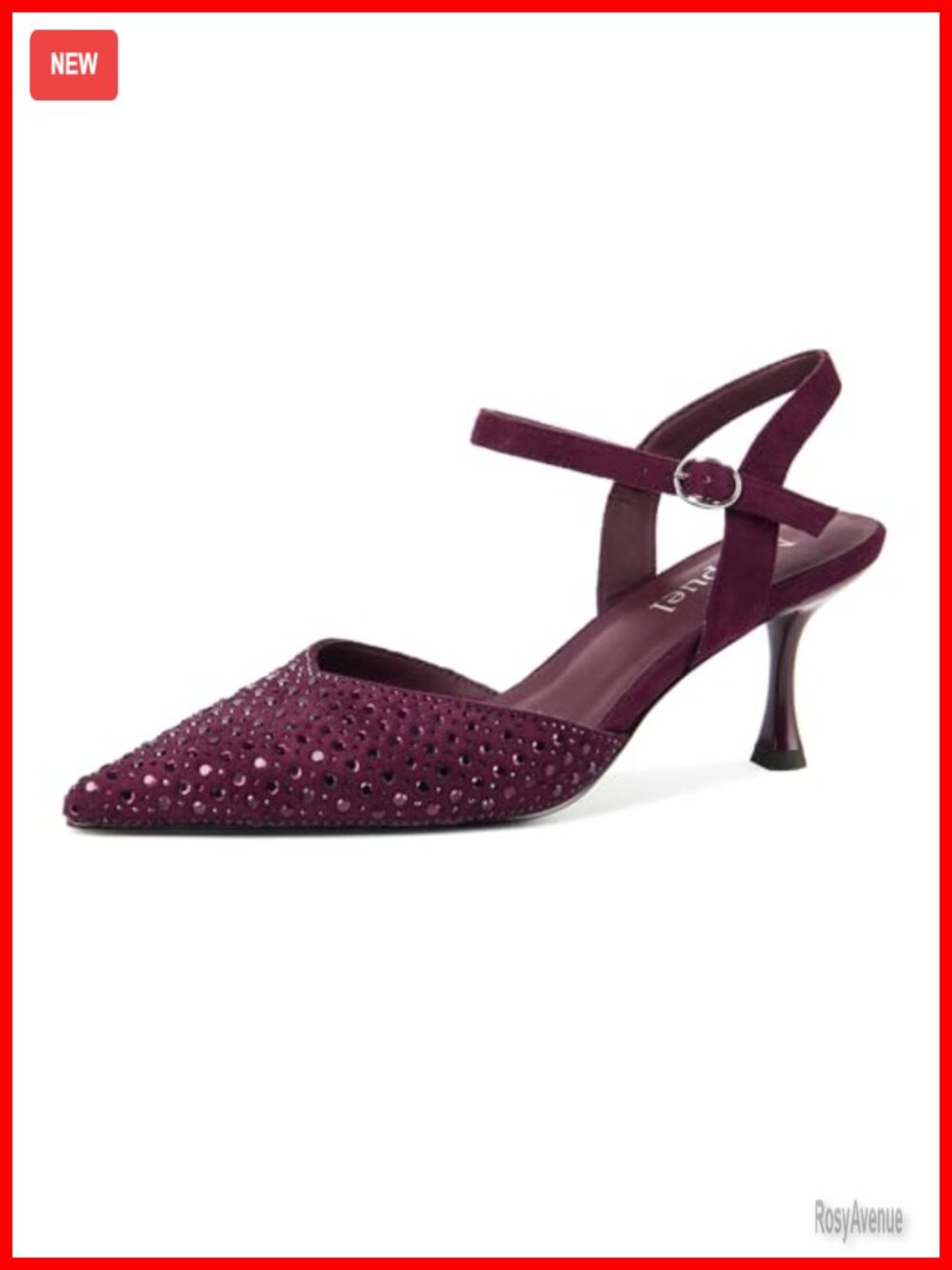 Rhinestone Kitten Heel Slingback Dress Pumps Closed Toe Women Shoes